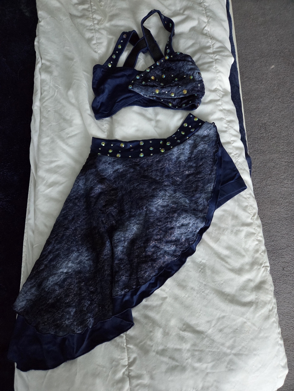 Navy Embellished Asymmetrical Dance Skirt